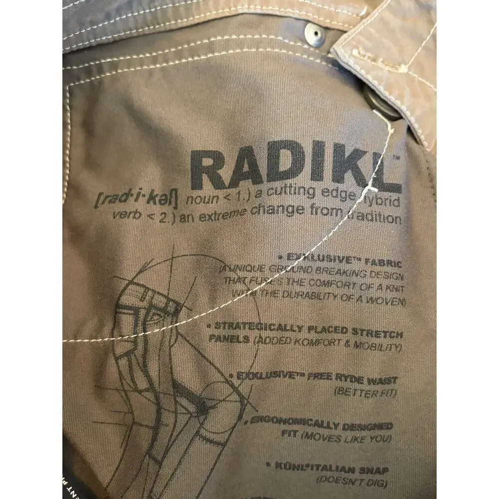 Kuhl Radikl pants men 34x32 tan brown two-tone